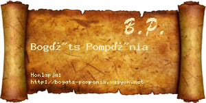 Bogáts Pompónia névjegykártya
